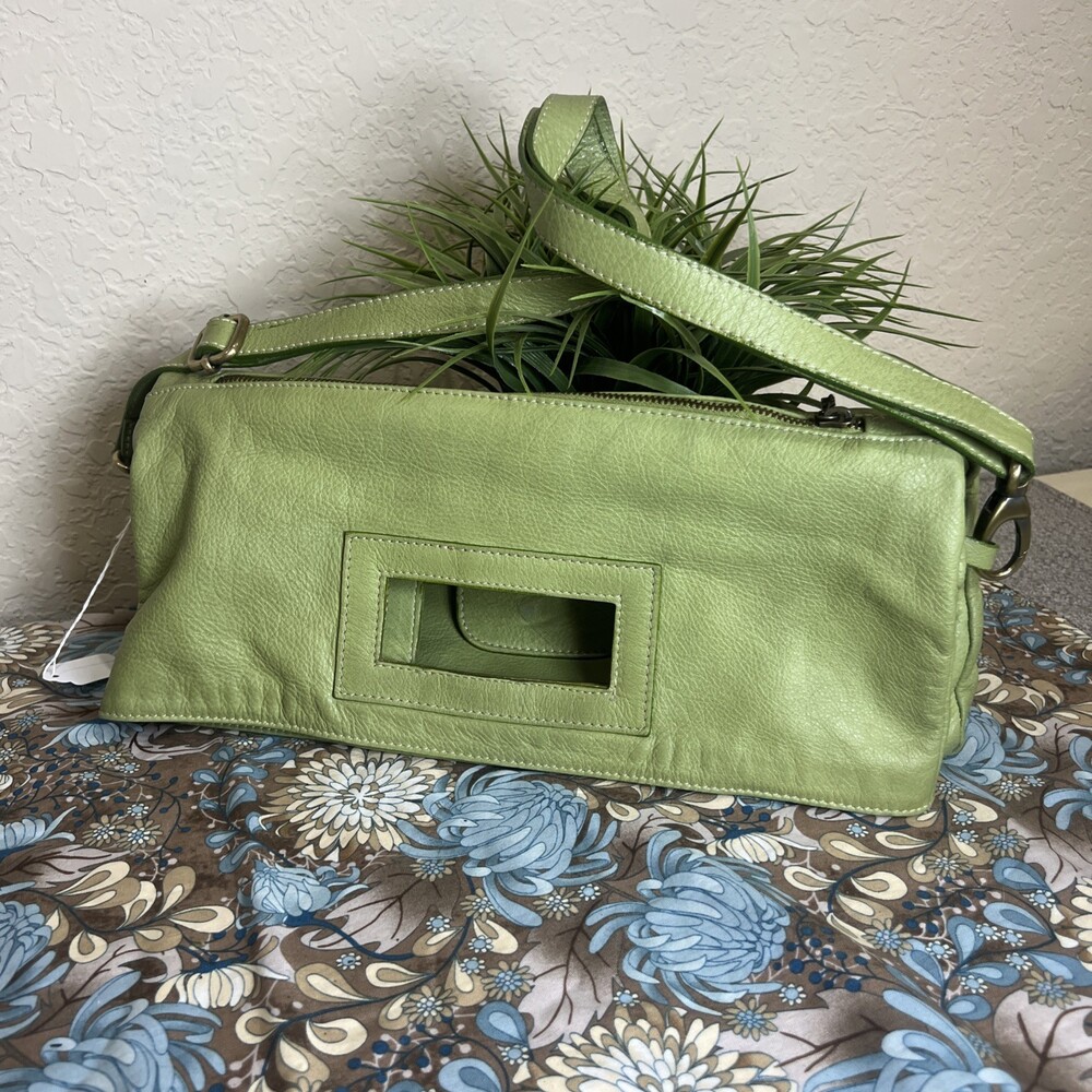 Avorio Italian Soft Green Apple Leather Adjustable Shoulder Bag Crossbody Purse